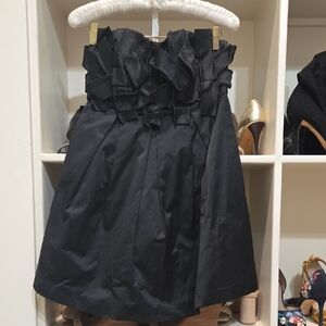 Chic Black Strapless Dress with Ruffle Detail